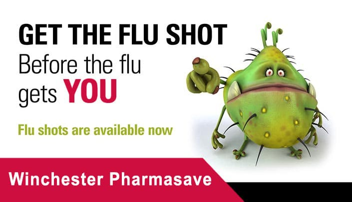 Get you free flu shot s at Winchester Pharmasave